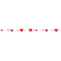 Valentine's Day Decoration Pink Red and White Love Heart Garland, 12-ft