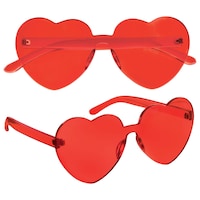 Valentine's Day Frameless Red Heart Wearable Glasses for Valentine's Outfit Accessory Composite_or_Mixed