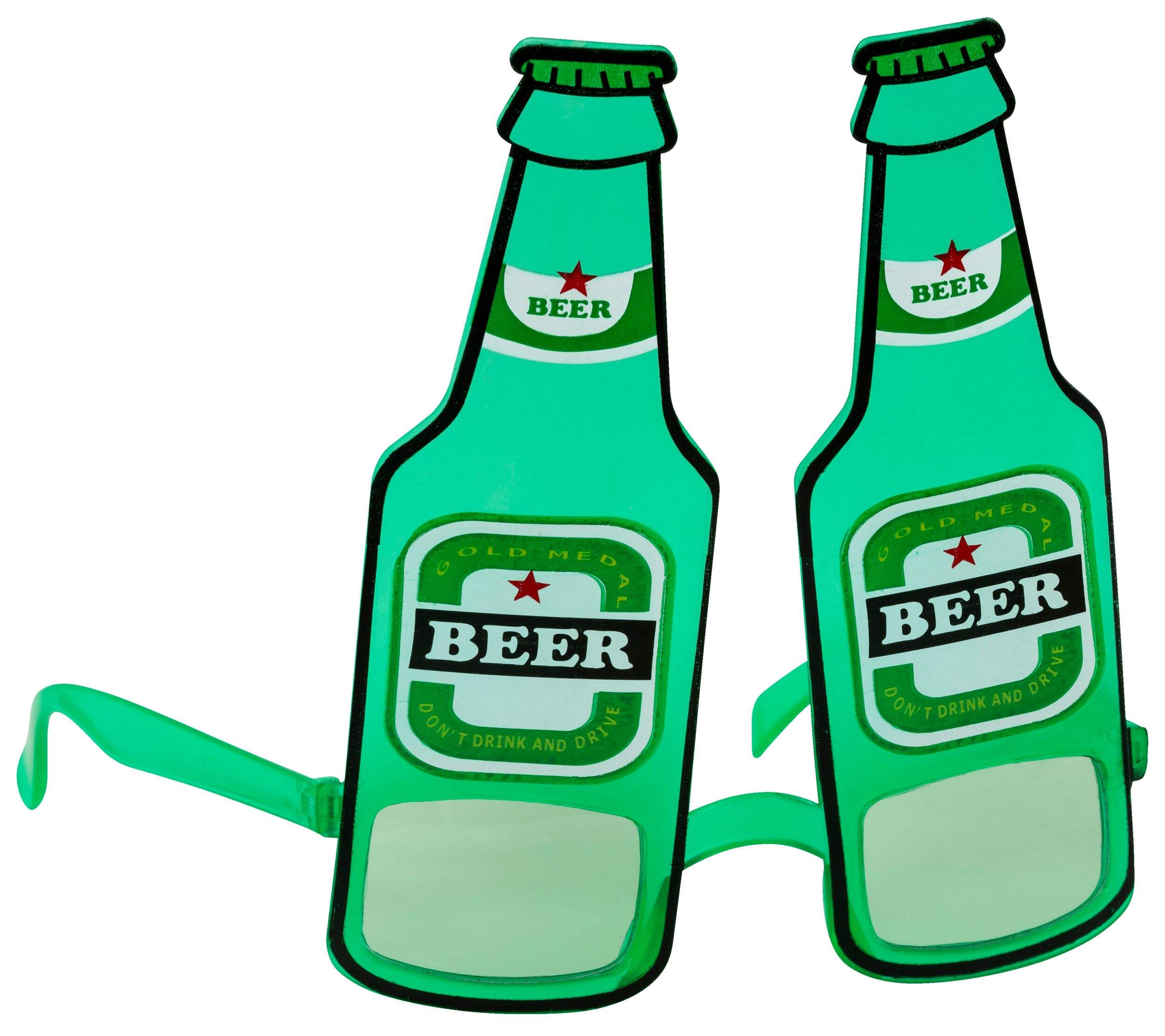 Beer Shaped Plastic Novelty Wearable Glasses, Green, One Size, for St. Patrick's Day Front_Three_Fourths_Angled_Right