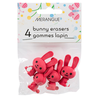 Easter Bunny Pink/White Erasers, 4-pk, for Easter