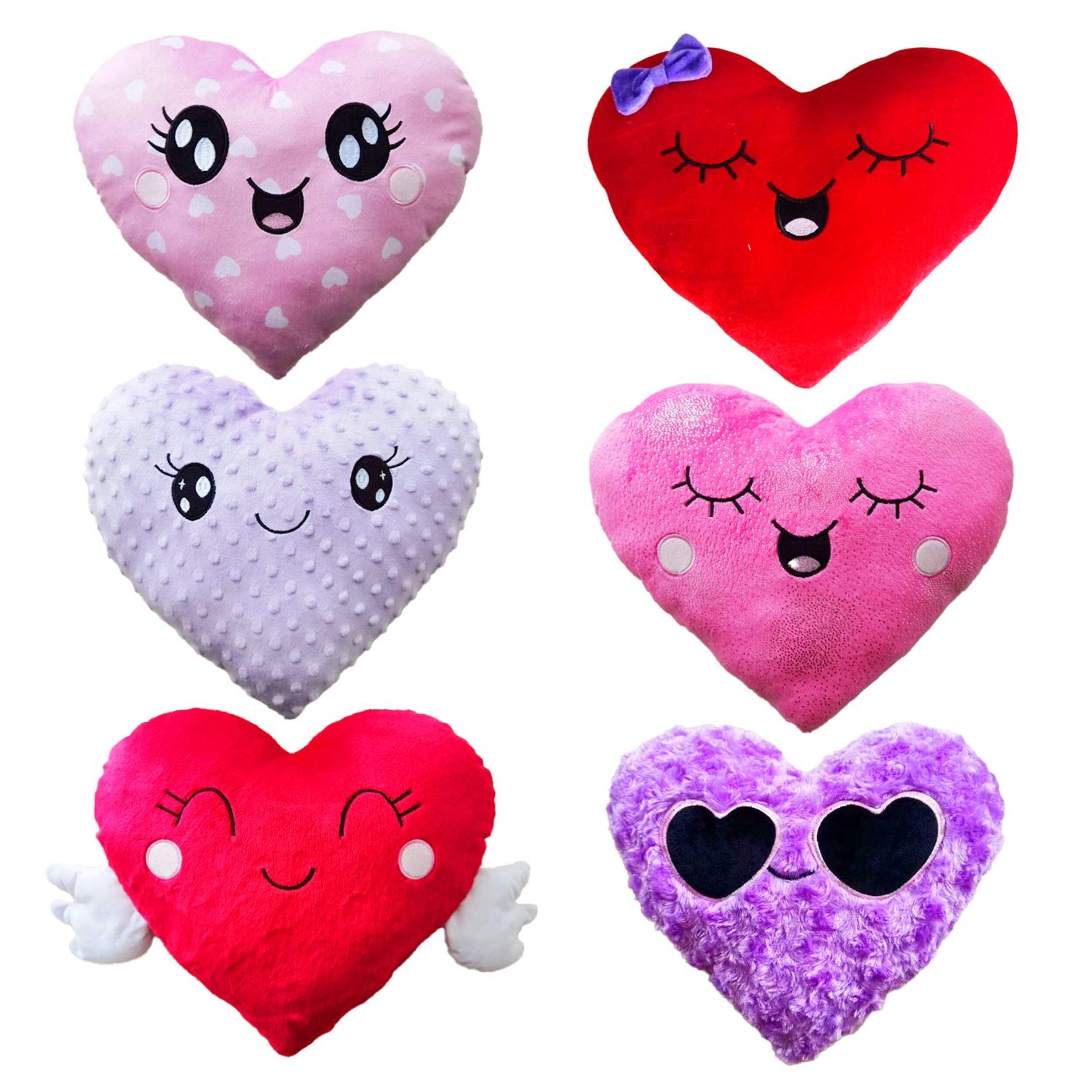 Valentine's Day Large Fluffy Heart Large, Pink/Red/Purple, Cotton, 12.6-in Front_Flat