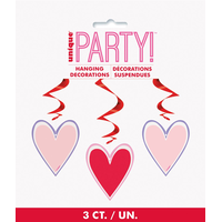Valentine's Day Pink & Red Heart Hanging Swirl Decoration Piece, 3-ct