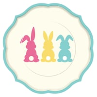 Hop To It Paper Disposable Salad Plates with Foil Accents, Multi-Colour, 8-in 8-pk, for Easter Overhead_Flat