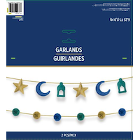 Eid Stitched Felt Banner Set, Multi-Colour, 6.3-ft, 2-pk, for Eid Front_Flat