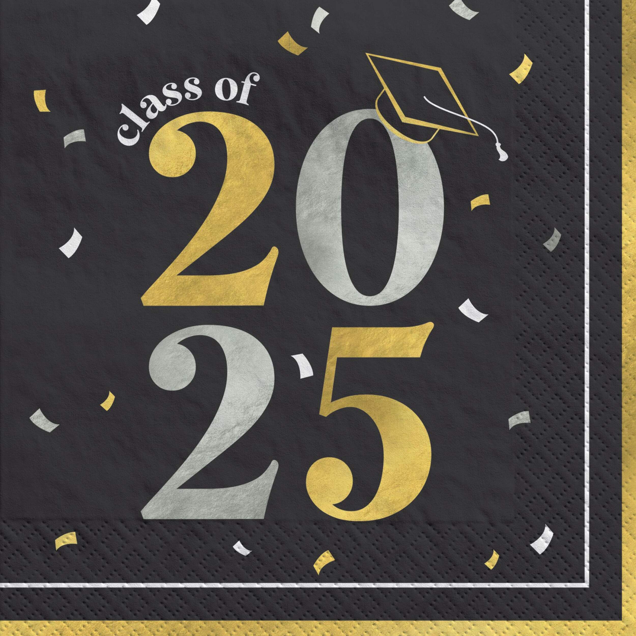Serviettes de table en papier Class of 2025, remise de diplôme, paq. 40 Front_Flat