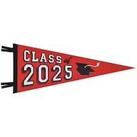 Fanion surdim. en feutre Class of 2025, remise diplôme, rouge