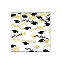 Grad Congrats and Caps Confetti Graduation Party Decorations Front_Flat