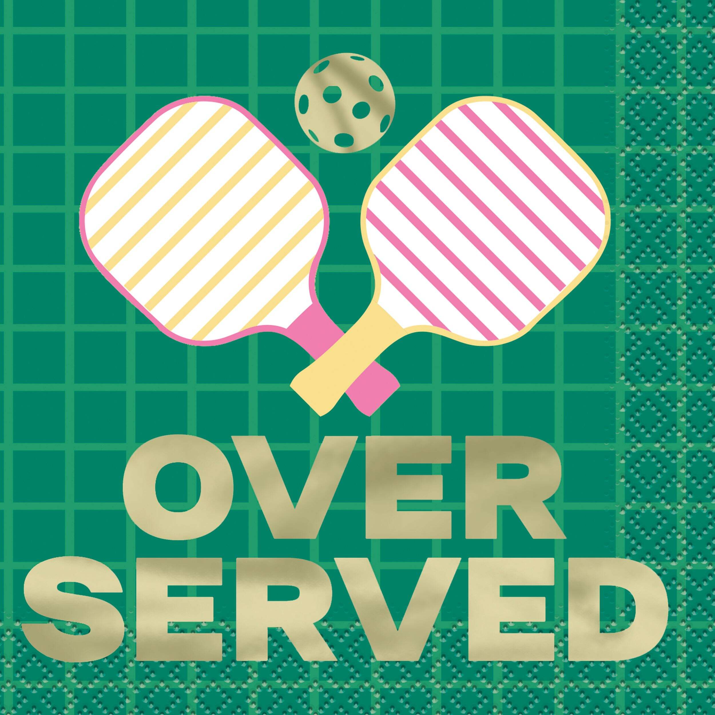 Summer Pickleball "Over Served" Beverage Napkins, 16-pk Overhead_Flat