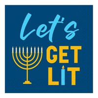 Sophistiplate Hanukkah "Lets Get Lit" Beverage Napkin, 20-pk Overhead_Flat