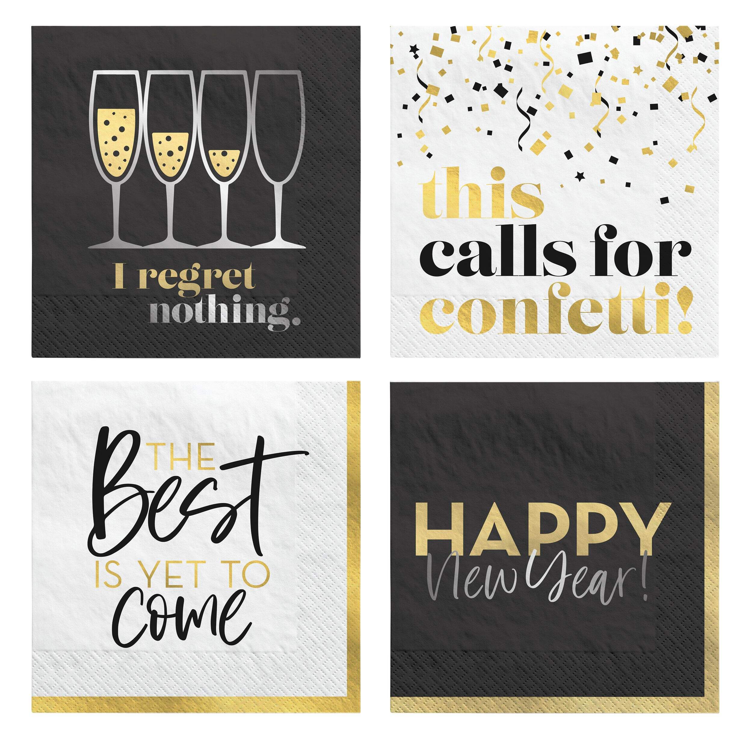 Amscan Assorted Phrases 3-Ply Beverage Napkin, 20-pc Overhead_Flat