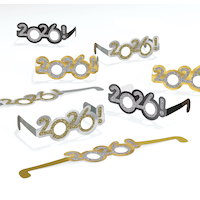 Amscan New Year's Eve 2026 Black/Silver/Gold Glitter Glasses, 8-pc Composite_or_Mixed