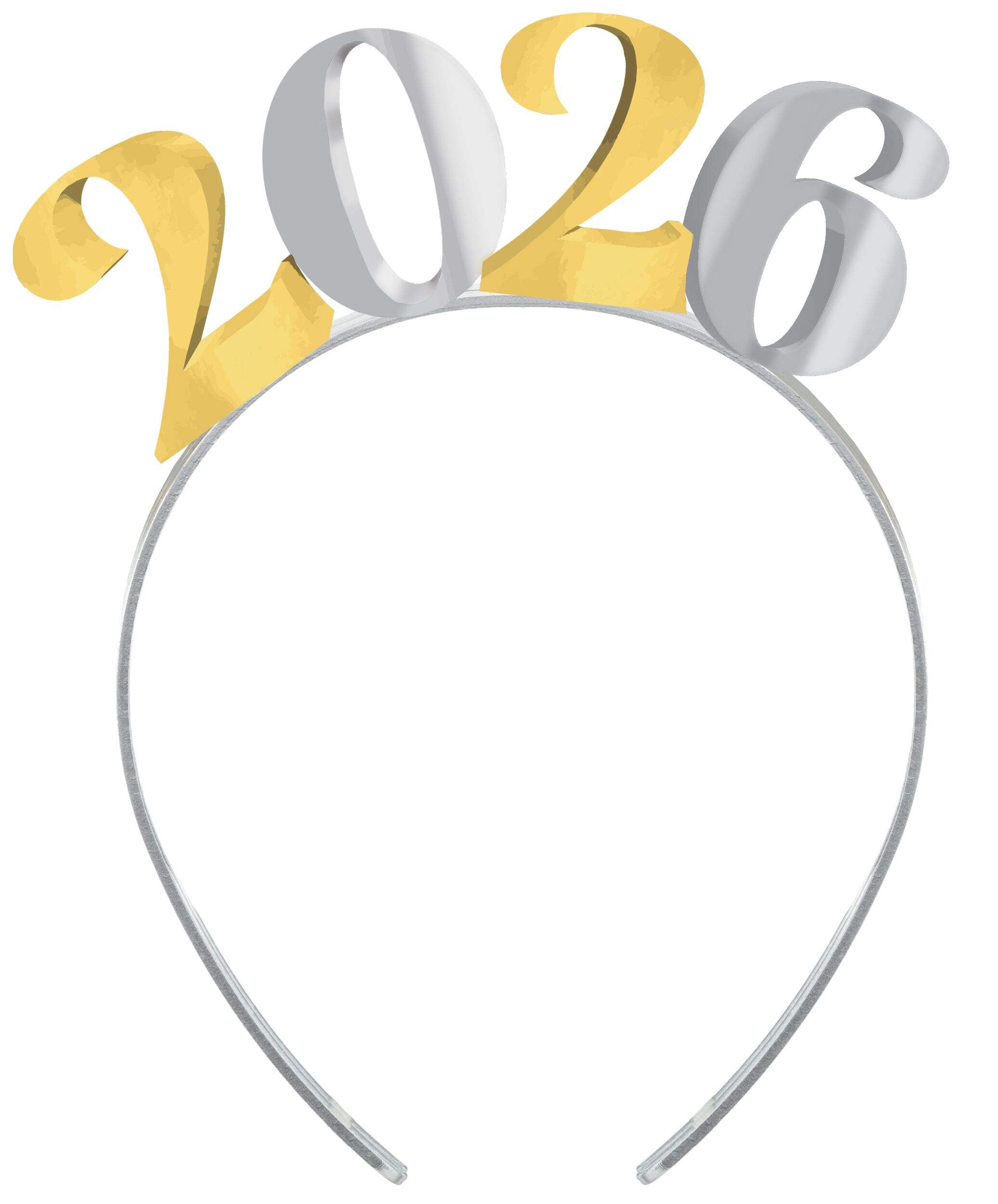 Amscan New Year's Eve 2026 Silver/Gold Polyester Headband Front_Flat