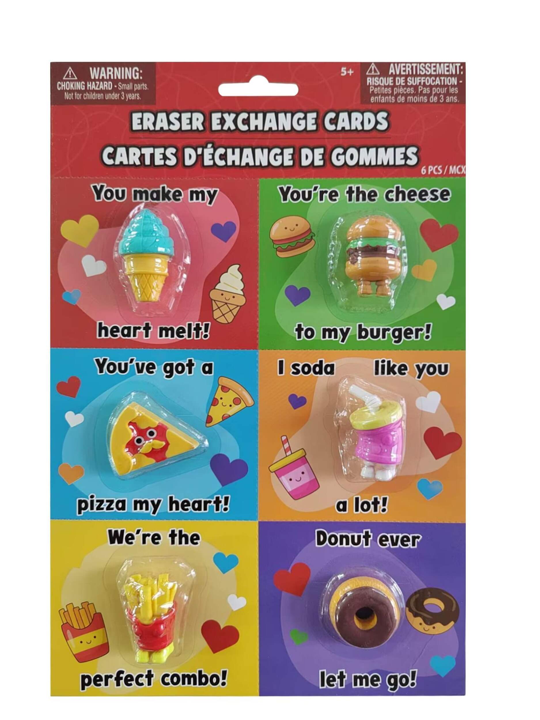 Valentine's Day Food Cards/Erasers Front_Flat