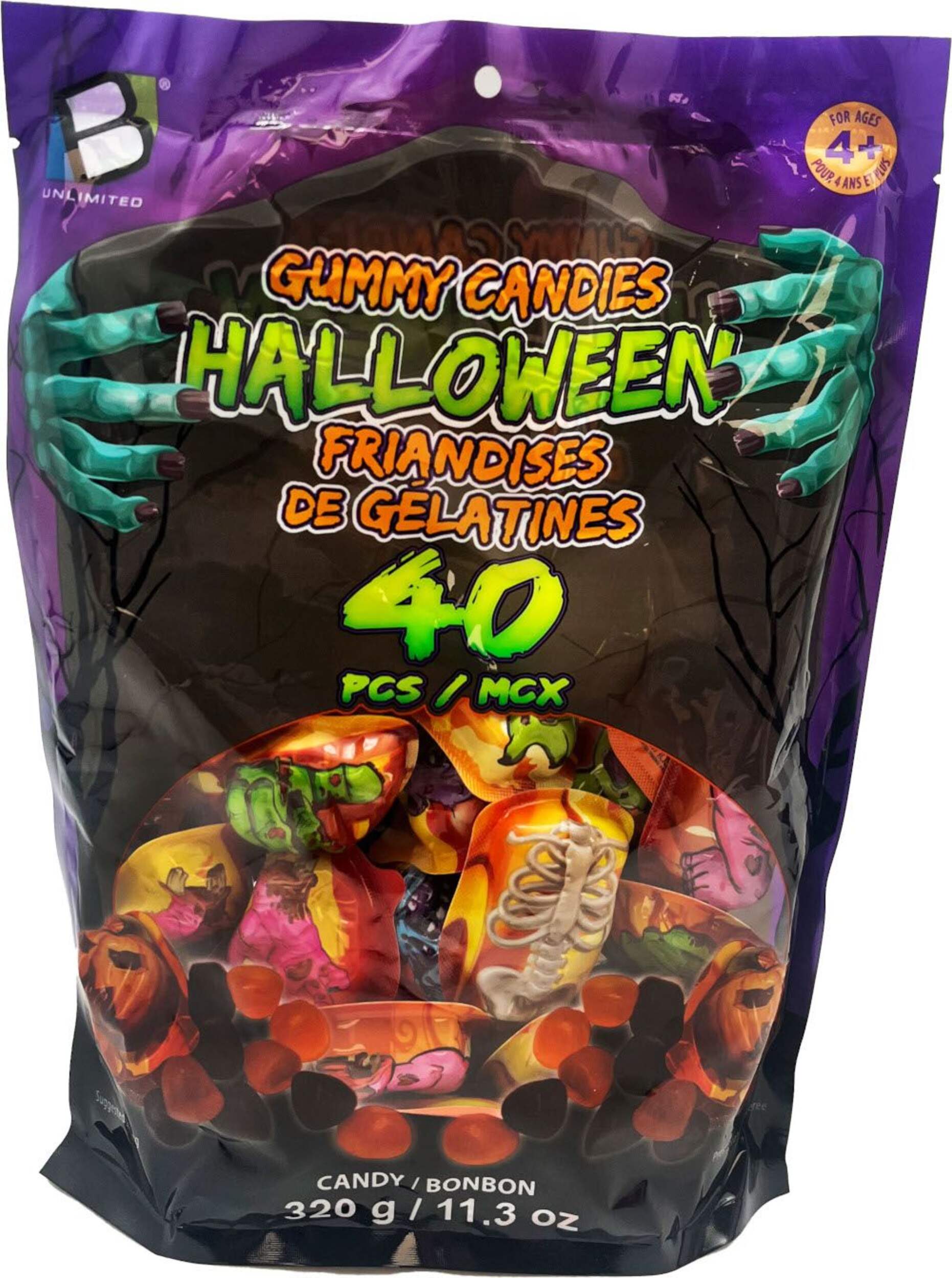 Halloween Soft Gummy Candy, Assorted Flavours, 40-pc Front_Flat