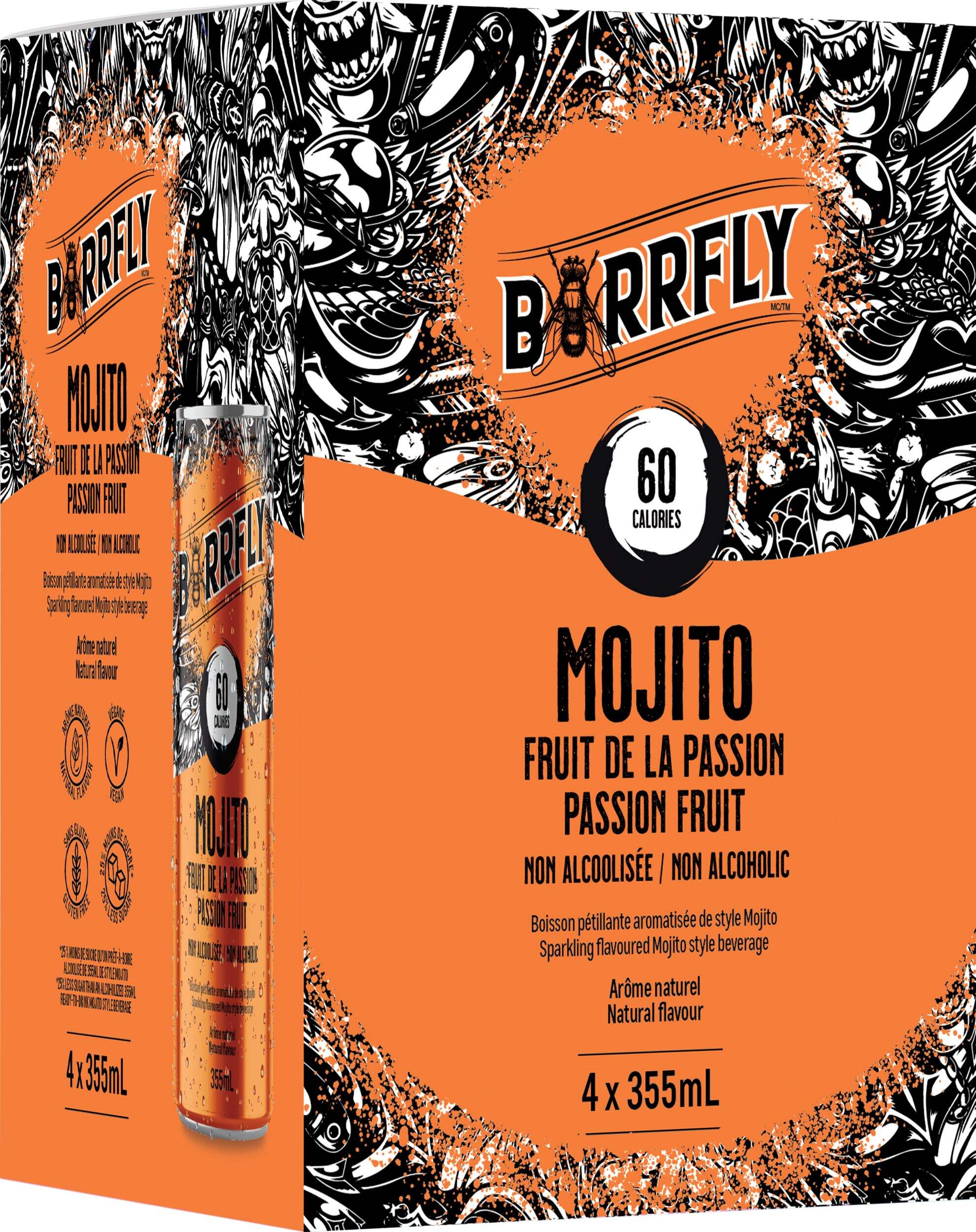 Passion Fruit Mojito Non-Alcoholic Sparkling Seltzer, 4-pk Front_Three_Fourths_Angled_Right