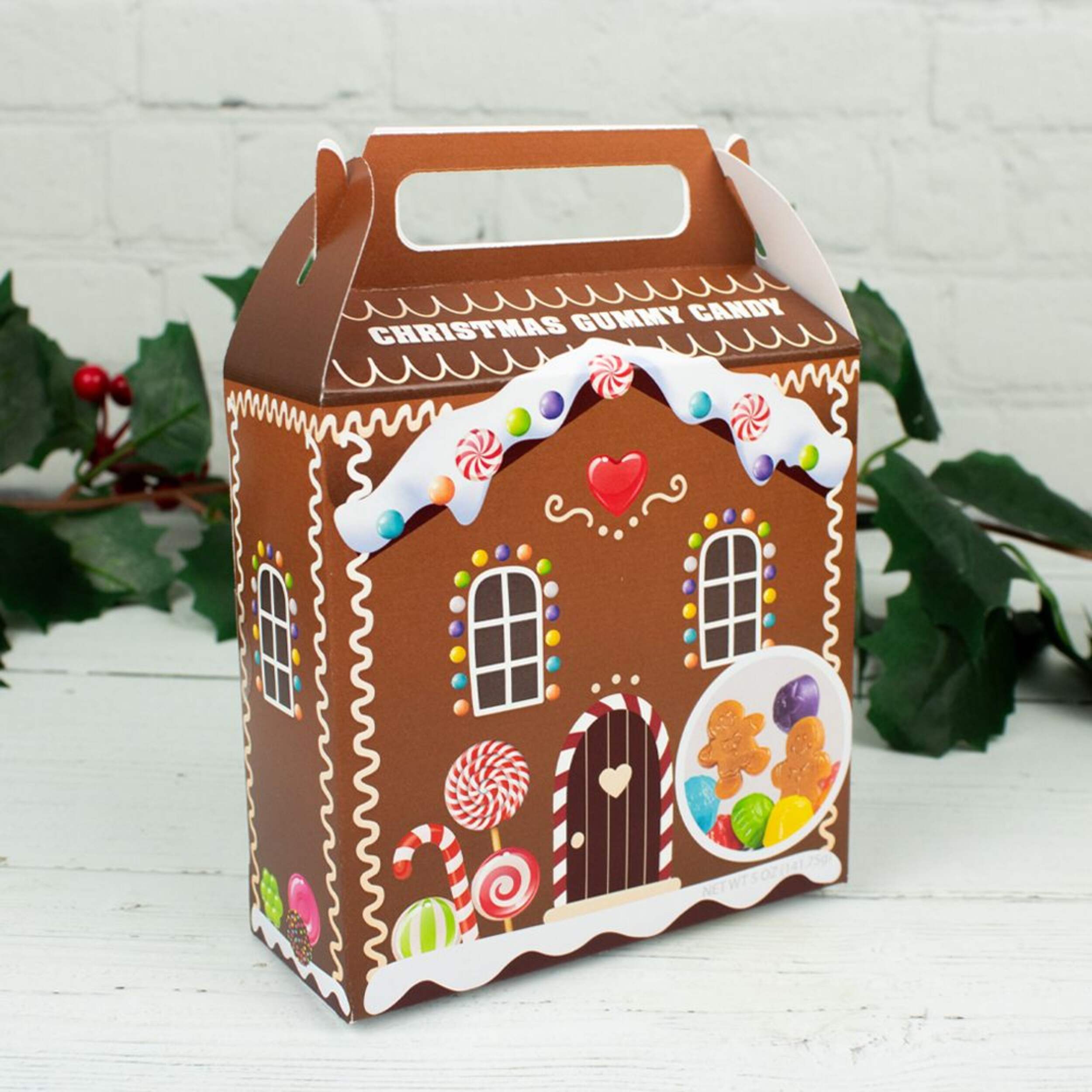 Gingerbread House Christmas Gummy Candy, Assorted Flavours, 60-g Front_Three_Fourths_Angled_Right