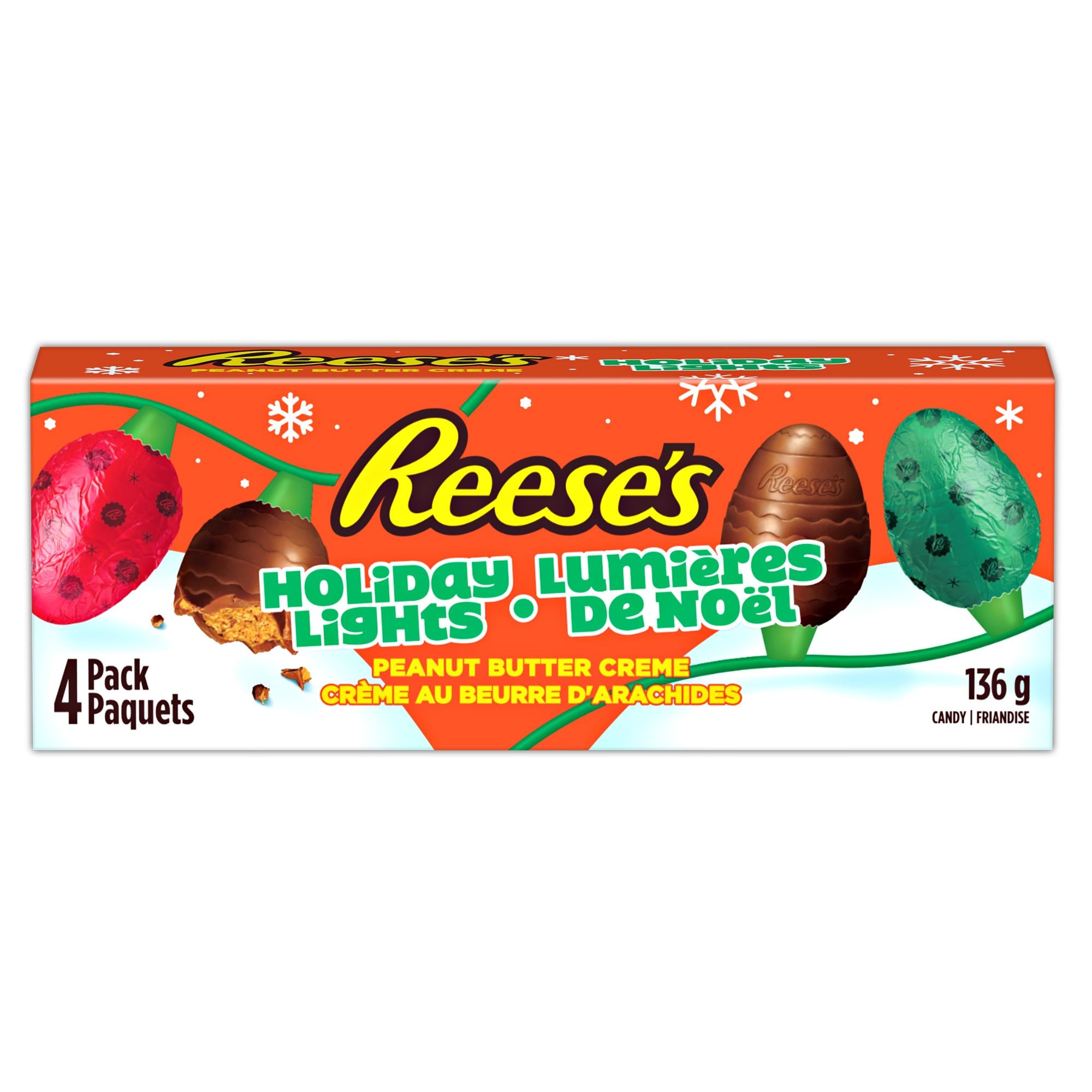 REESE'S Milk Chocolate Peanut Butter Creme Holiday Lights, 4pk Party