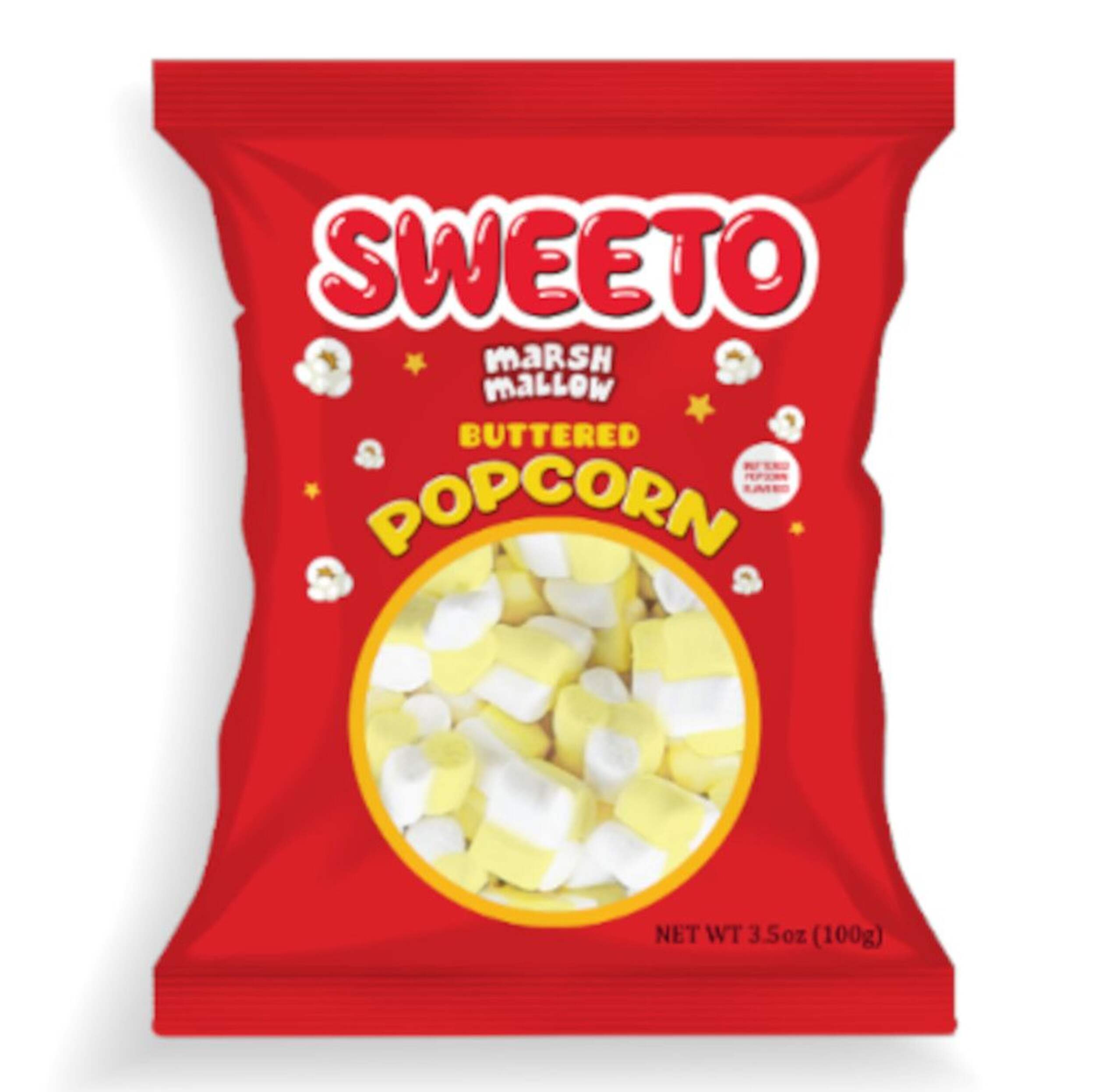 Sweeto Marshmallow Popcorn, 100-g Front_Flat