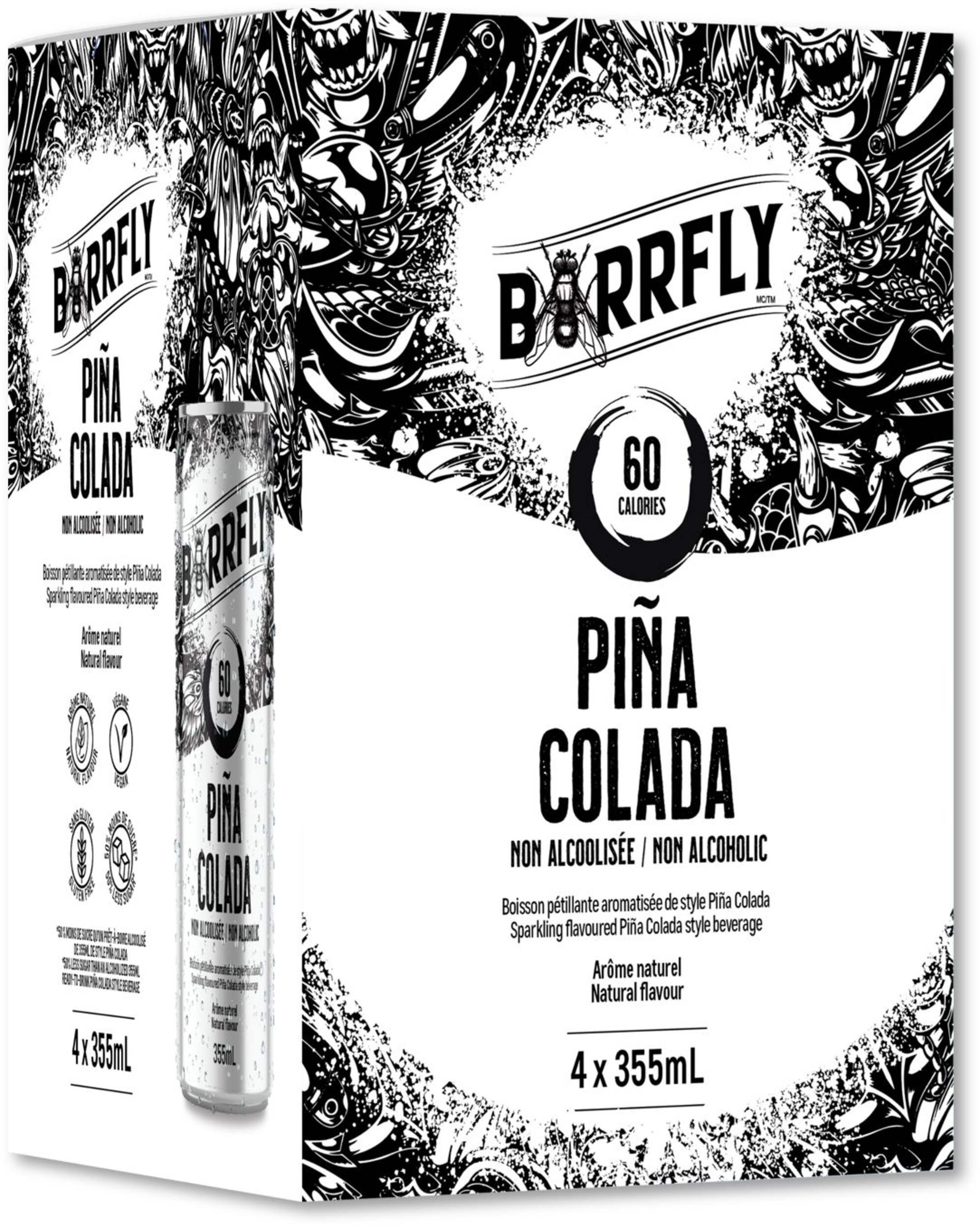 Barfly Pina Colada Drink, 4-pk x 355-mL Front_Angled_Right
