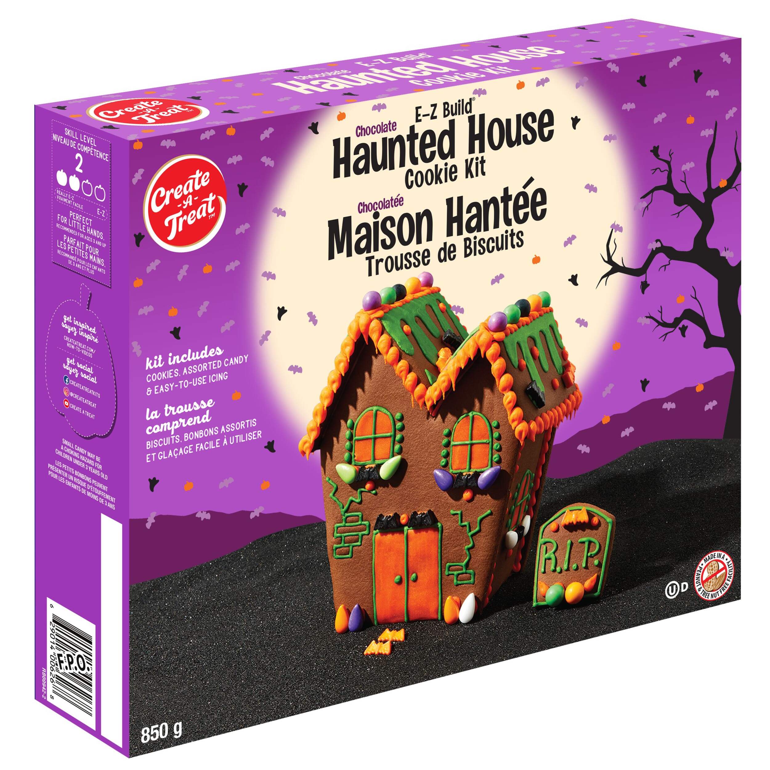 Create-A-Treat Chocolate Halloween Haunted House Cookie Kit, 850-g Front_Angled_Right