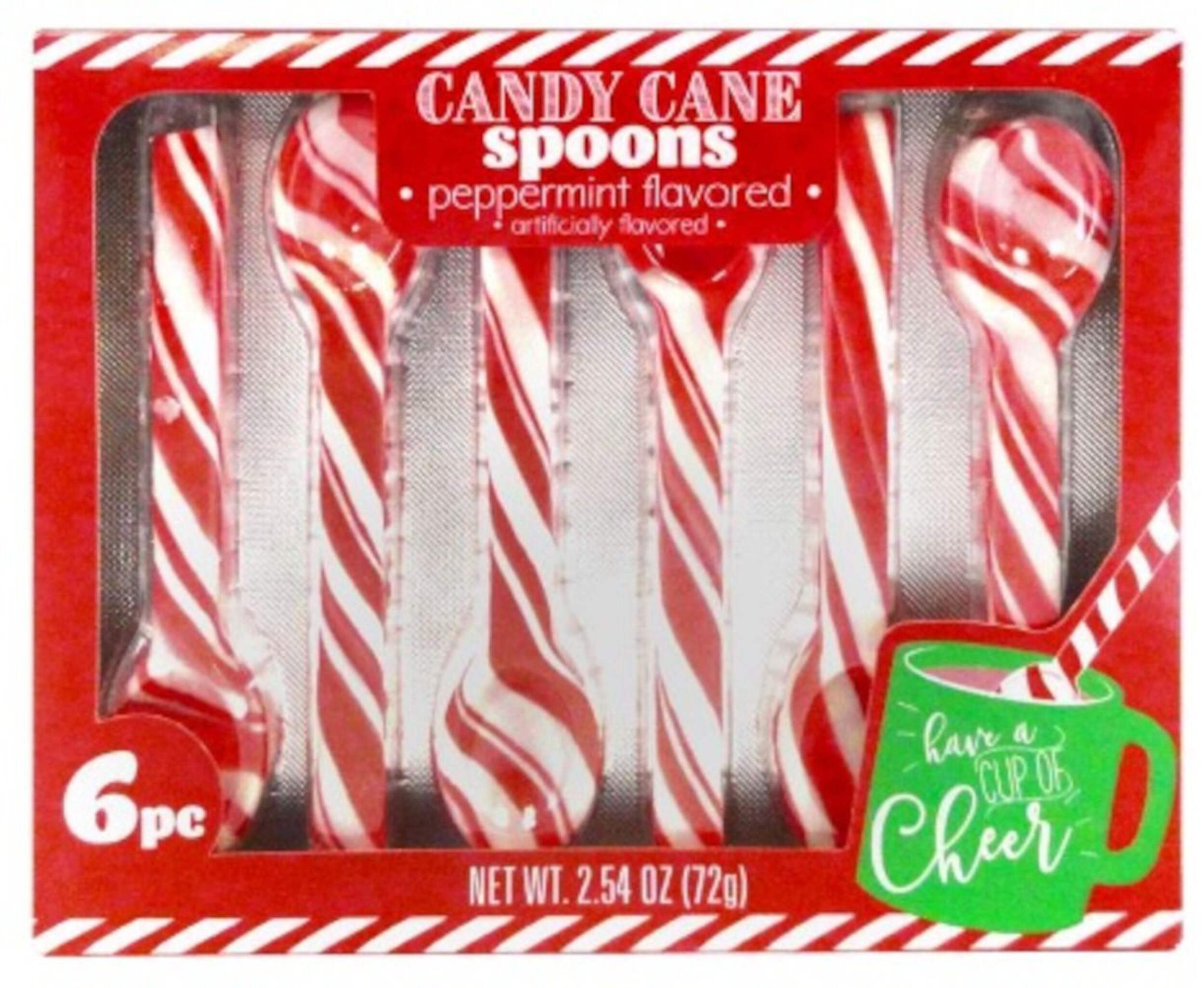 Dissolving Peppermint Candy Spoons for Hot Beverages, 6-pk Front_Flat