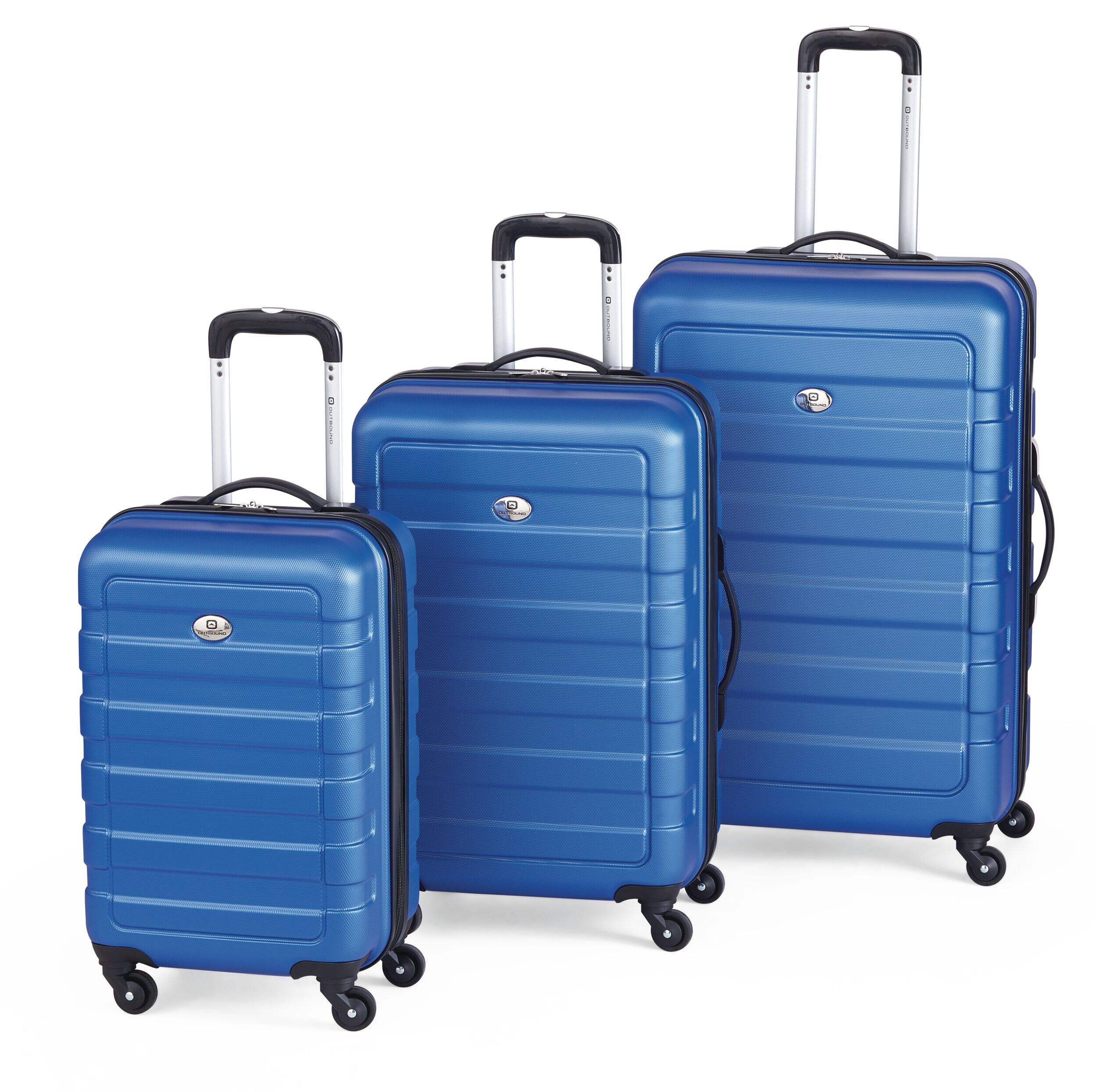 Ensemble de 3 valises rigides à roulettes pivotantes Outbound Front_Three_Fourths_Angled_Left