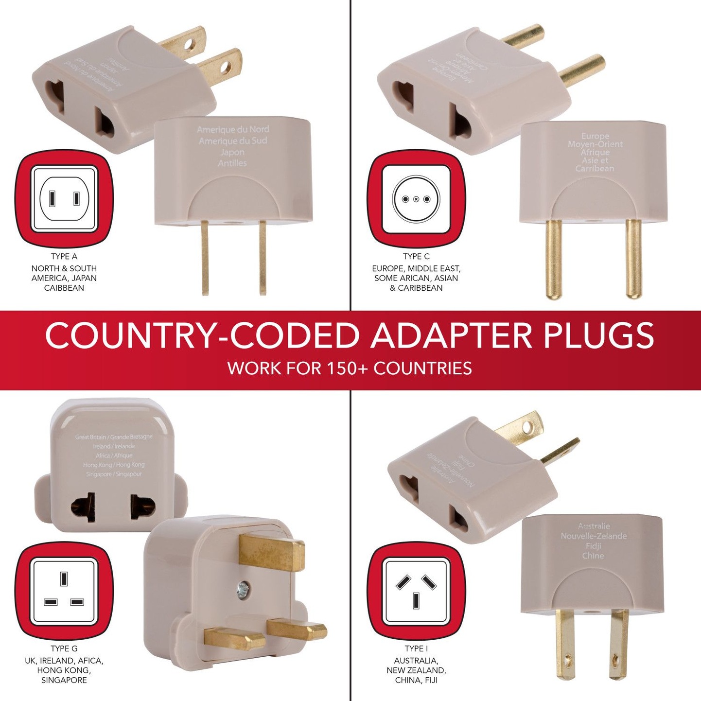 Maple Leaf Dual Watt International Universal Travel Adapter Plug & 220