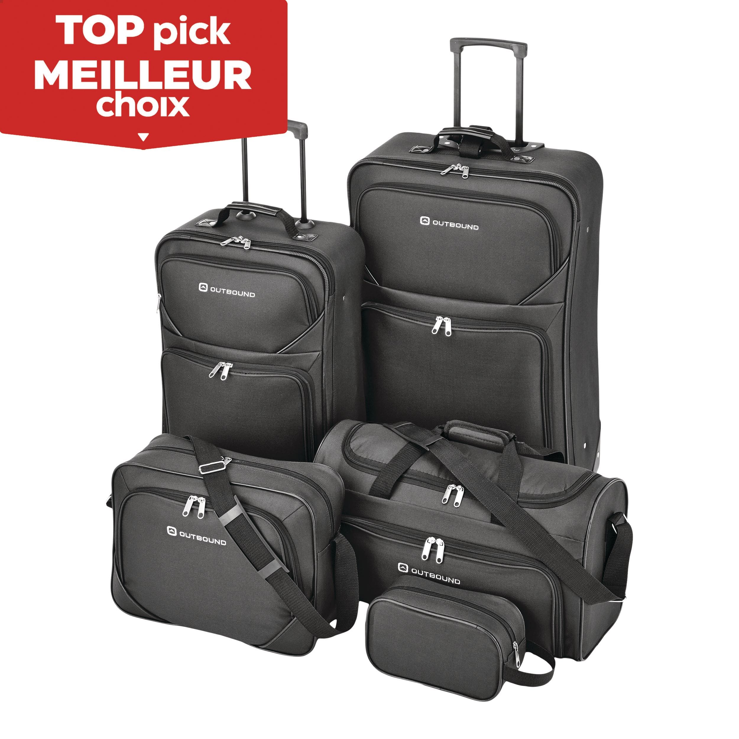 Outbound 5-Piece Softside Wheeled Travel Luggage Suitcase Set w/ Duffle,  Boarding Tote & Toiletry Bags