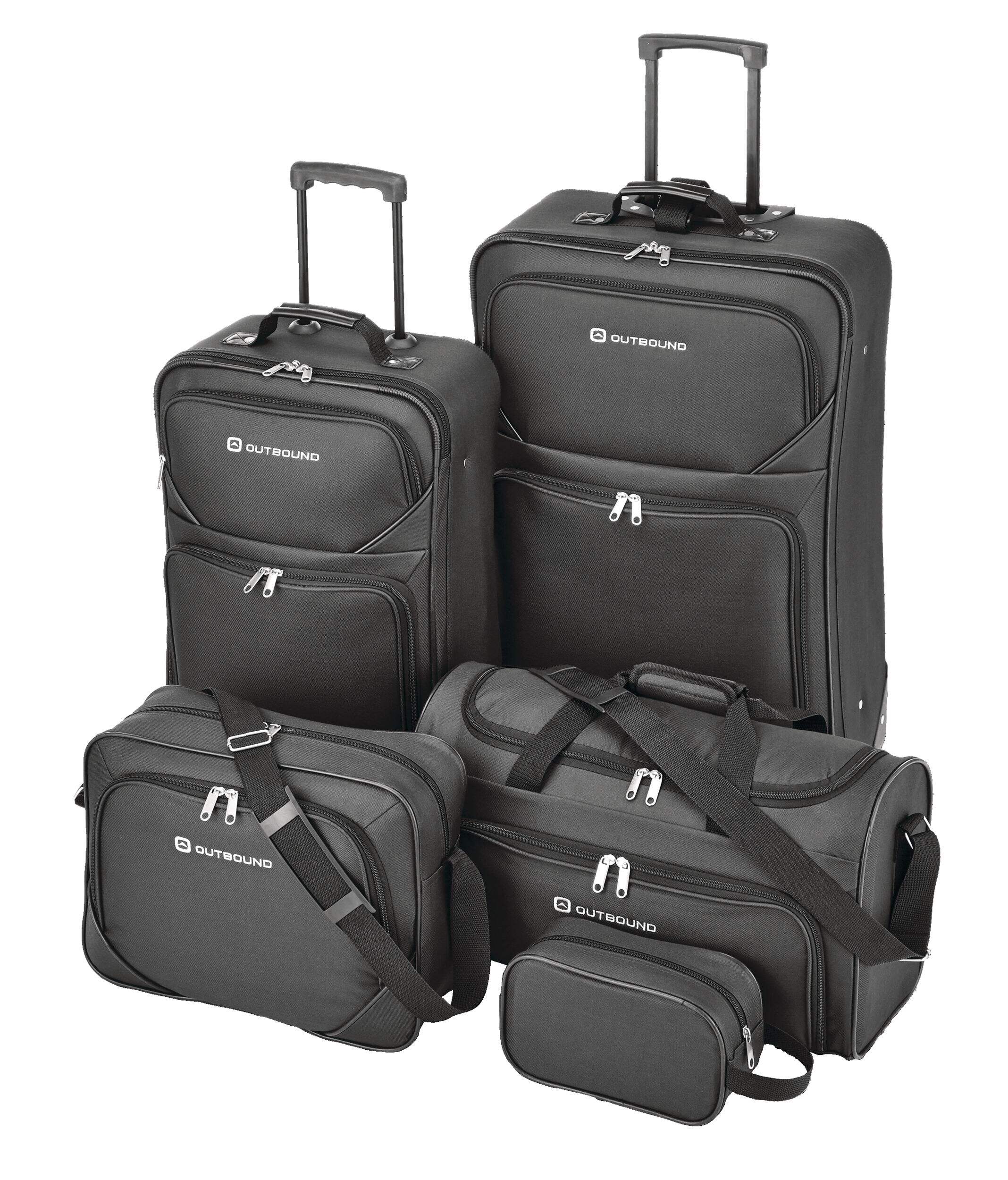 Outbound 5-Piece Softside Wheeled Travel Luggage Suitcase Set w/ Duffle ...