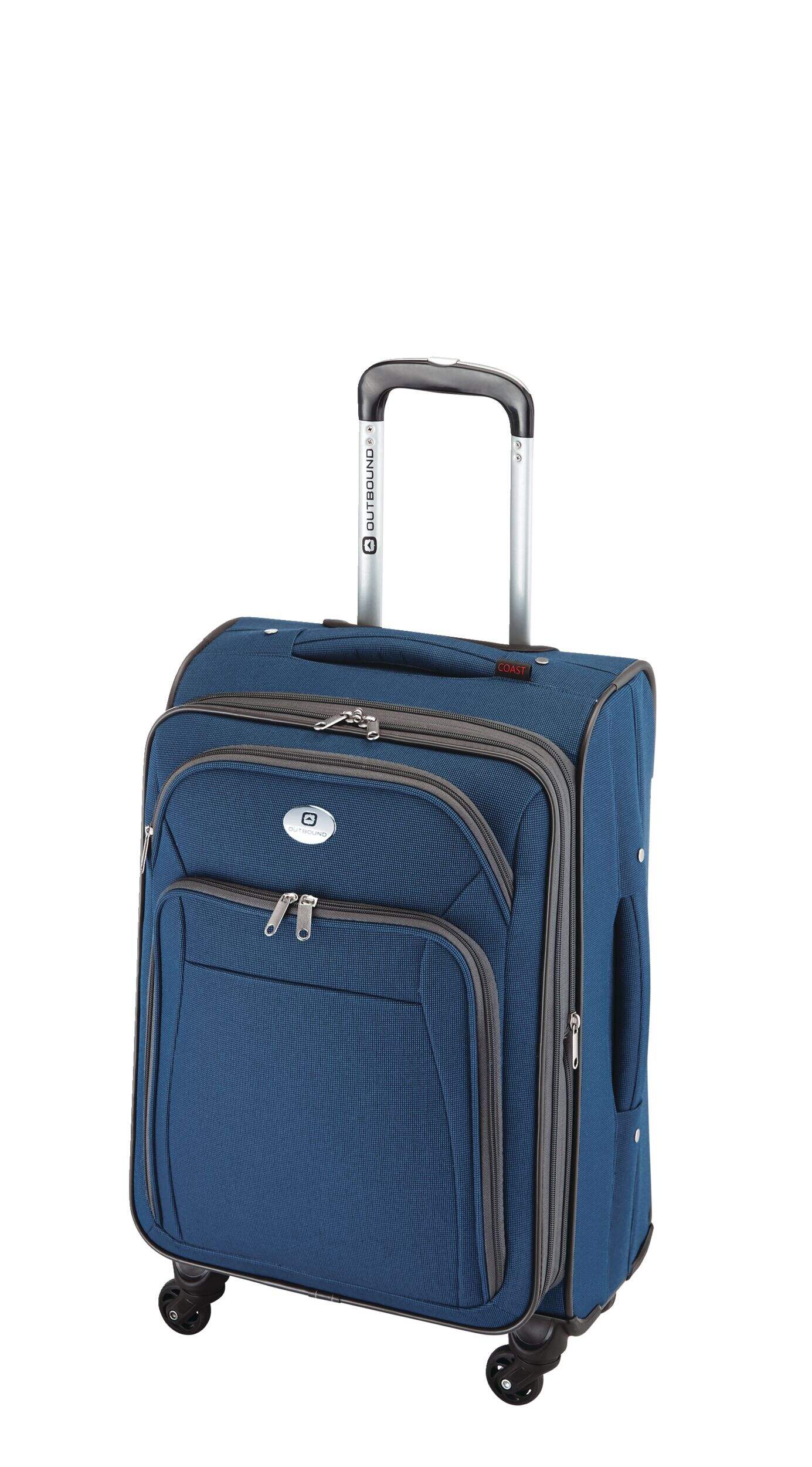 Outbound Softside Carry-On Spinner Flex Travel Suitcase with Wet Pocket, 21-5/8-in Front_Three_Fourths_Angled_Left