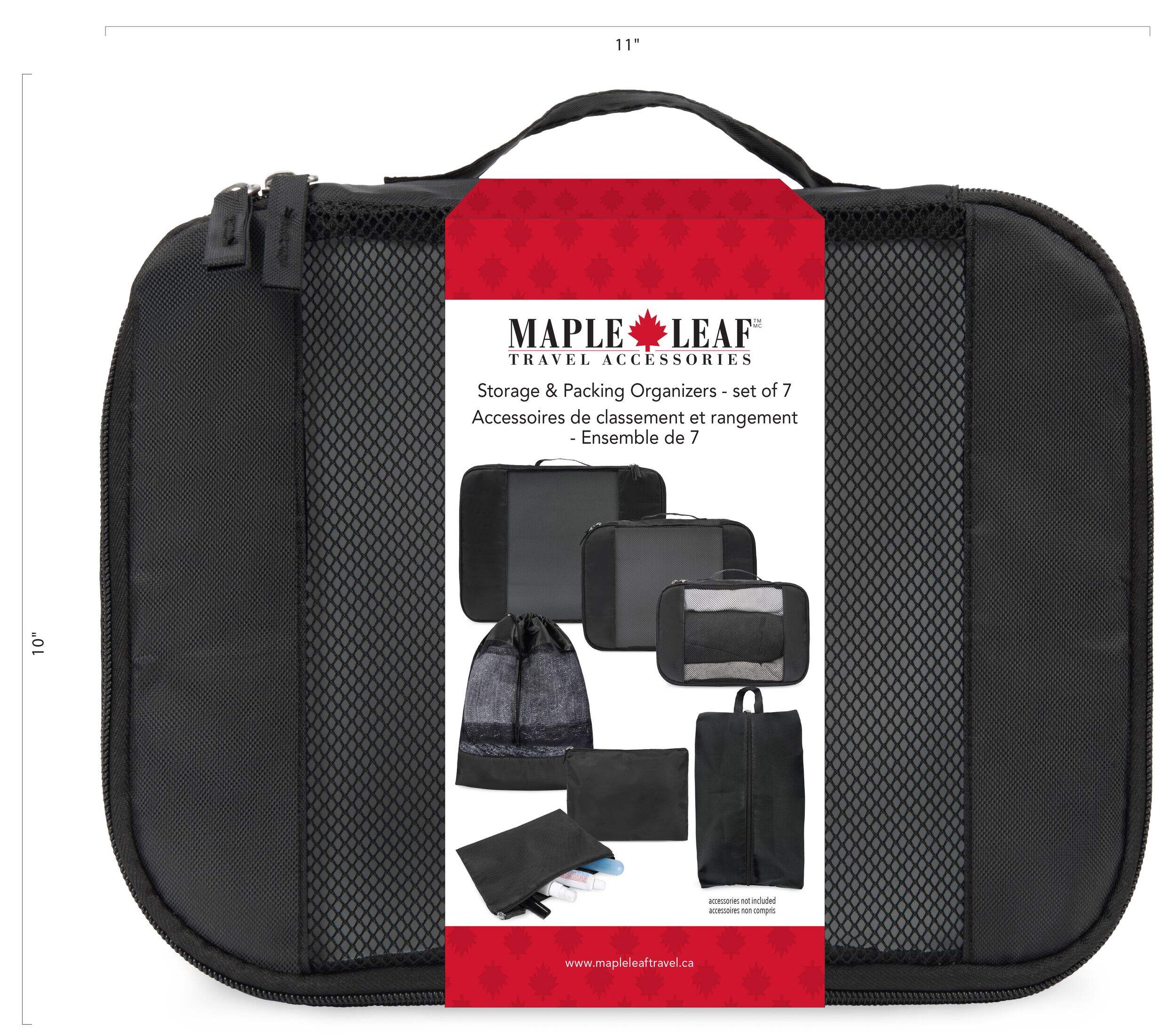 Cubes de rangement et d’organisation de voyage pour valise Maple Leaf, paq. 7 Front_Flat