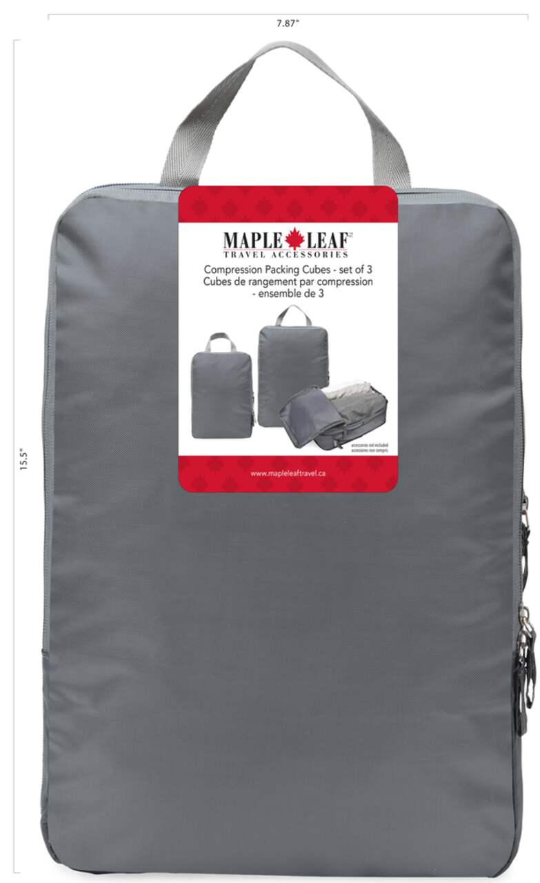 Cubes de rangement et d'organisation de voyage compressibles pour valise  Maple Leaf, paq. 3