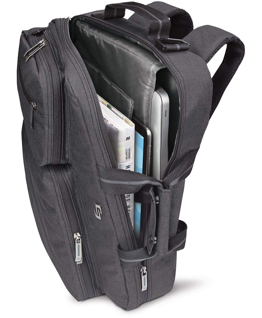 PKG International Robson Recycled Cross-Body Laptop Bag (Black/Gray, 12L)