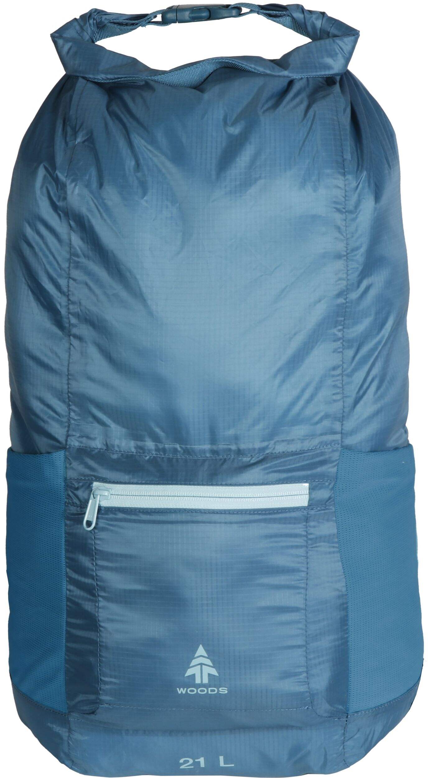 Woods SCRAMBLE 21 Packable Daypack, Self-stowing Backpack for Camping/Hiking/Travel, 21-L Front_Flat