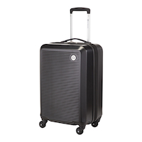 Outbound Hardside Carry-On Spinner Flex Travel Suitcase, Black, 21-5/8-in Front_Three_Fourths_Angled_Left