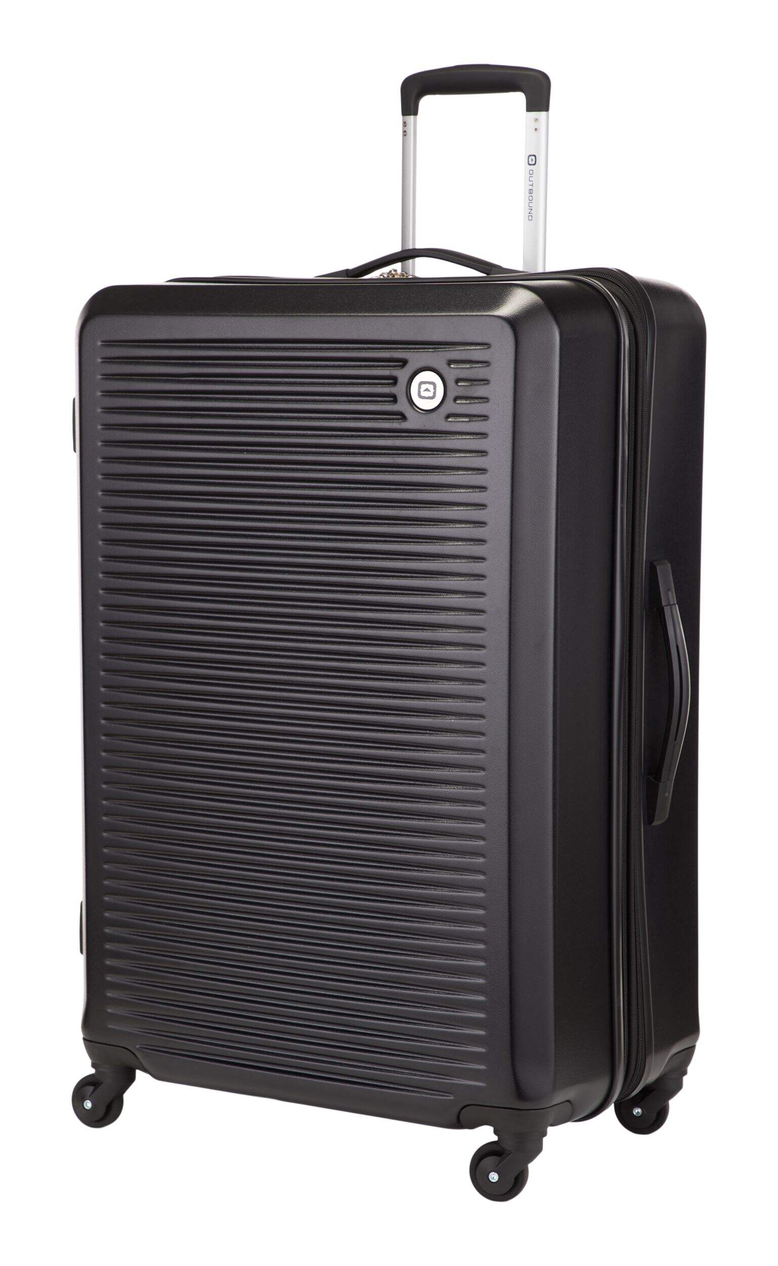 Outbound Hardside Spinner Wheel Large Travel 28-in Suitcase, Black Front_Three_Fourths_Angled_Left