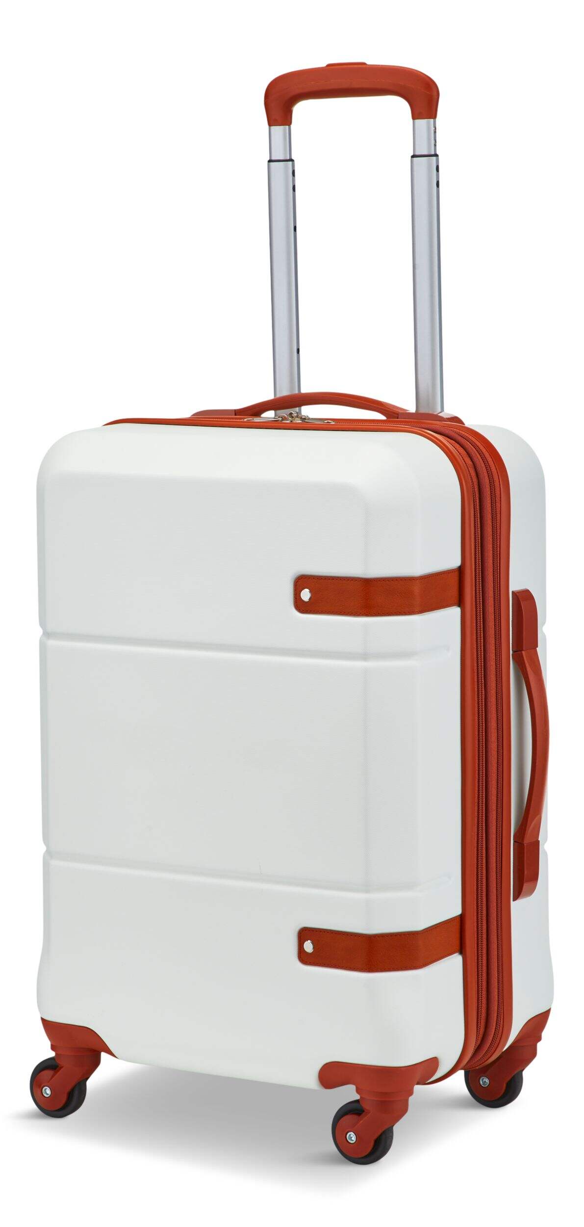 Outbound Hardside Carry-On Spinner Flex Travel Suitcase, White/Tan, 21-5/8-in Front_Three_Fourths_Angled_Left