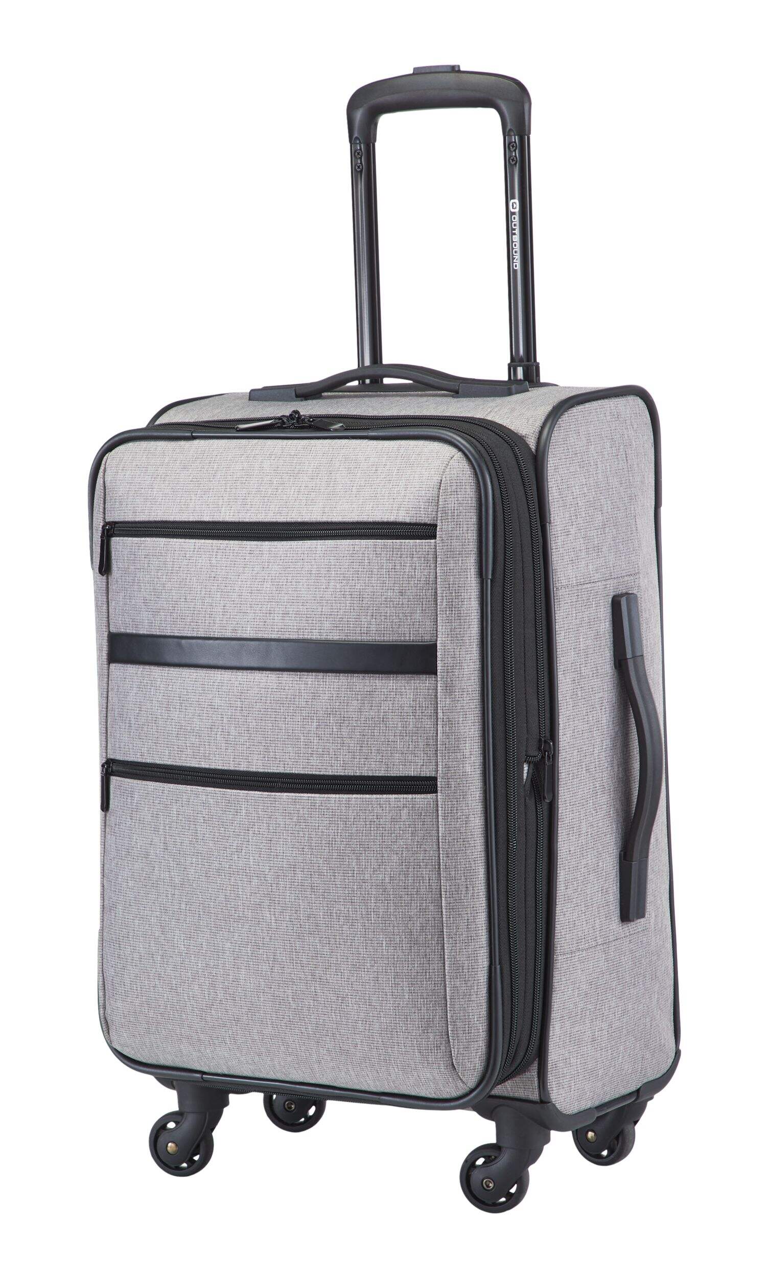Outbound Softside Spinner Wheel Carry-On Travel Luggage Suitcase, Grey, 21-in Front_Three_Fourths_Angled_Left