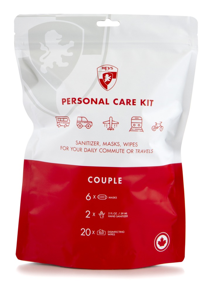 Heys Couple Size Travel Care Kit w/ Face Masks, Hand Sanitizer Gel