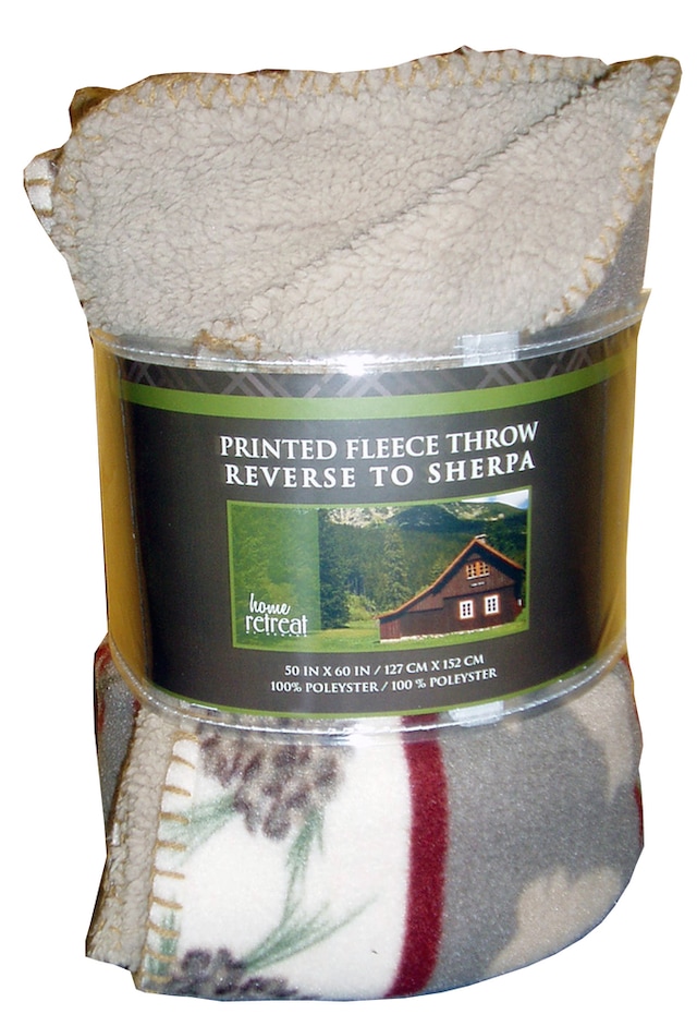 Printed Fleece Sherpa Blanket Canadian Tire