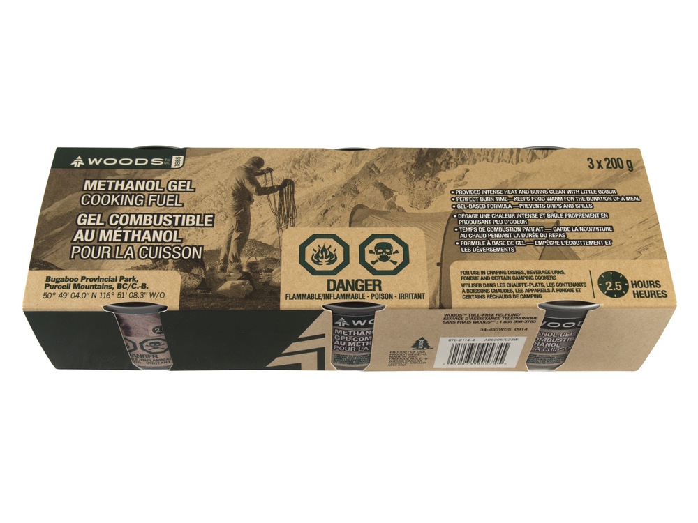 Woods 2.5Hour Methanol Gel Cooking Fuel For Camping Cookers, Chafing