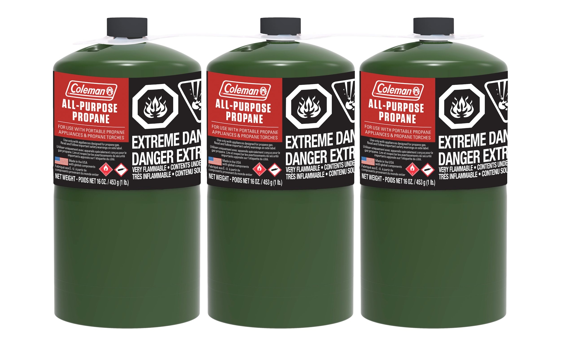 Propane Cylinder Gas Cylinder Canister  Fuel For Camping Stoves  Lanterns   Heaters  16-oz  3-pk Coleman