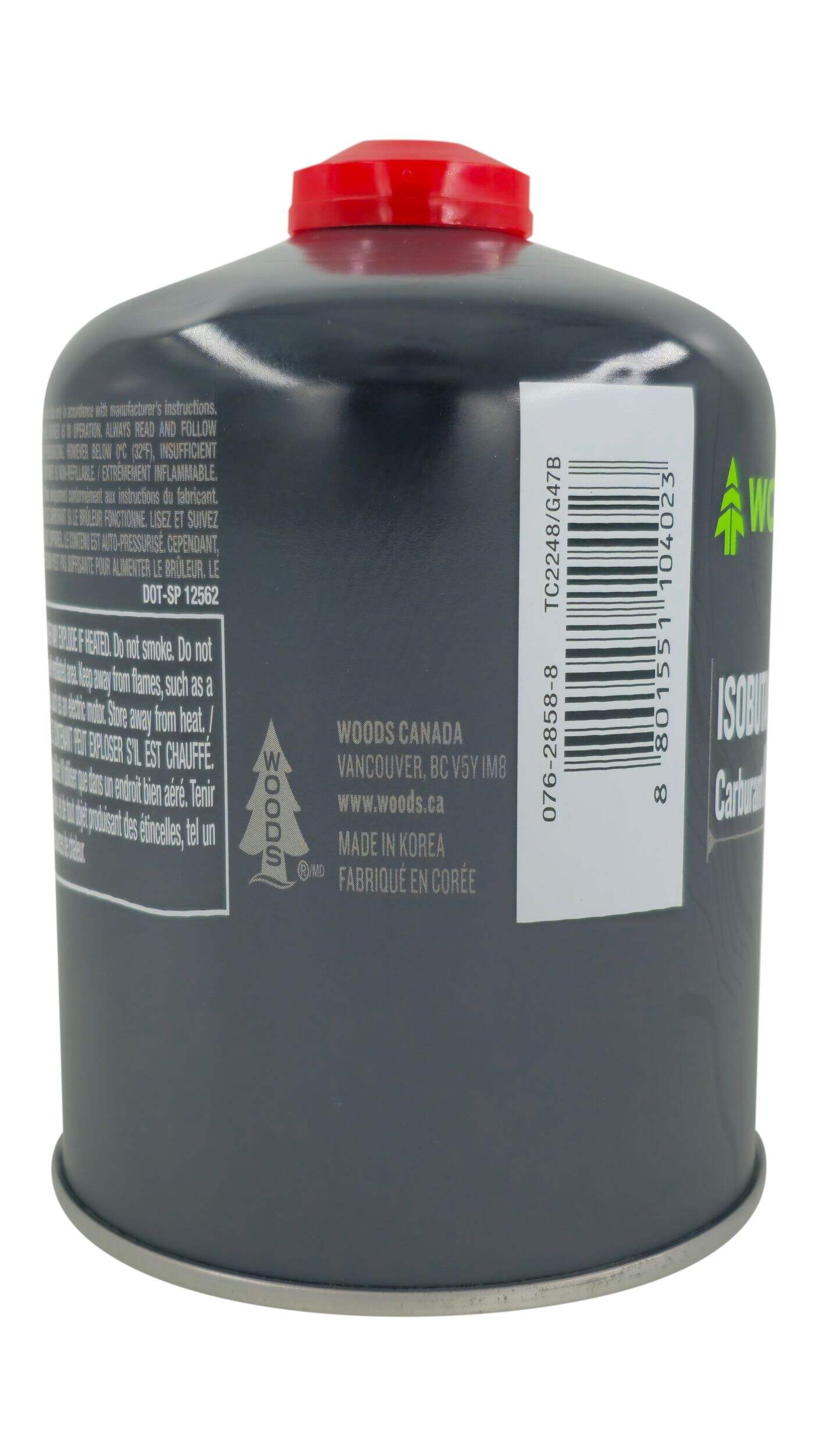 Woods Butane Propane Gas Cylinder/Canister, Fuel For Camping Stoves/Lanterns/Heaters, 16-oz Front_Flat