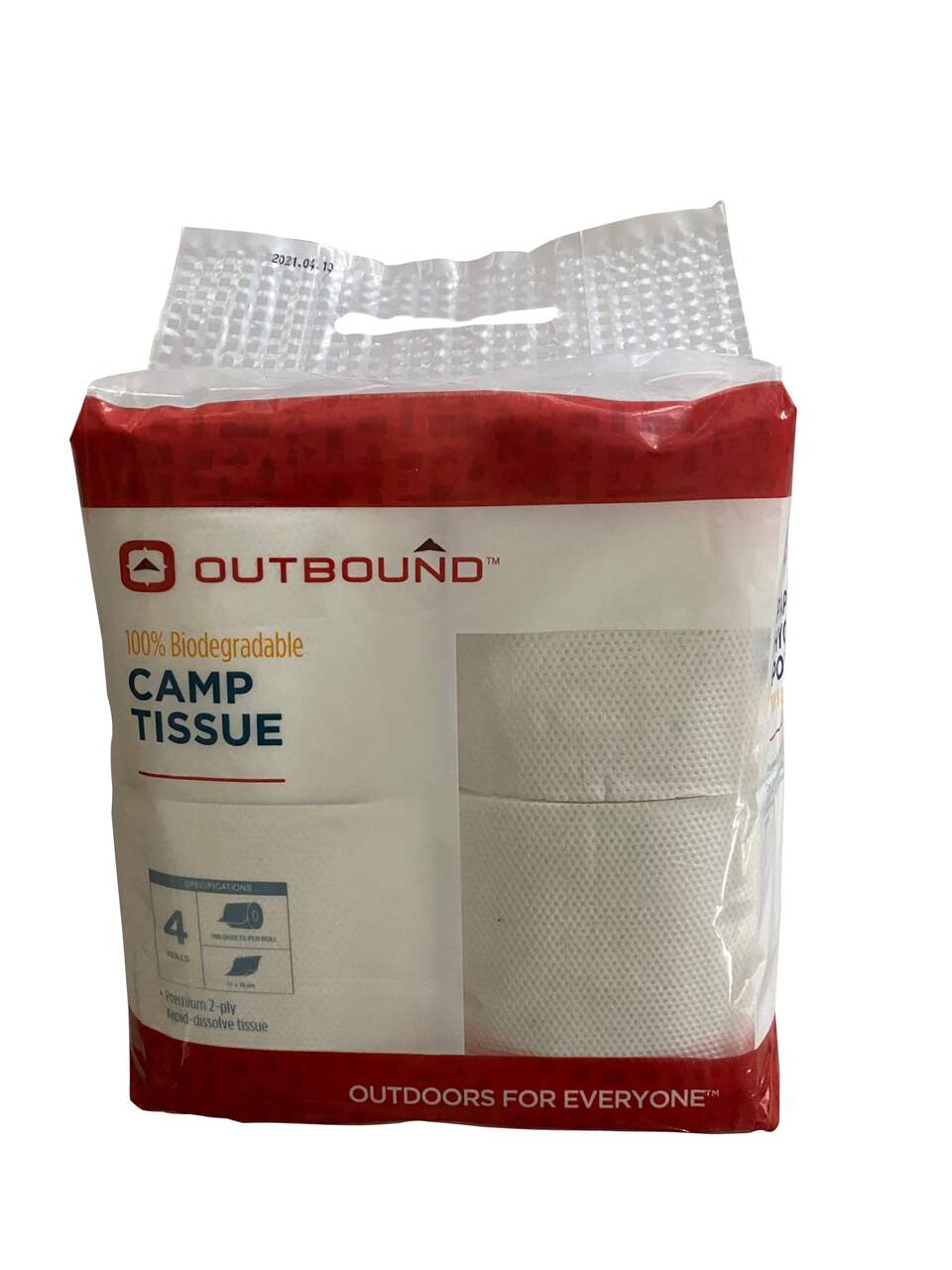 Outbound 100% Biodegradable 2-Ply Rapid Dissolve Camping Toilet Tissue Paper,  4-pk