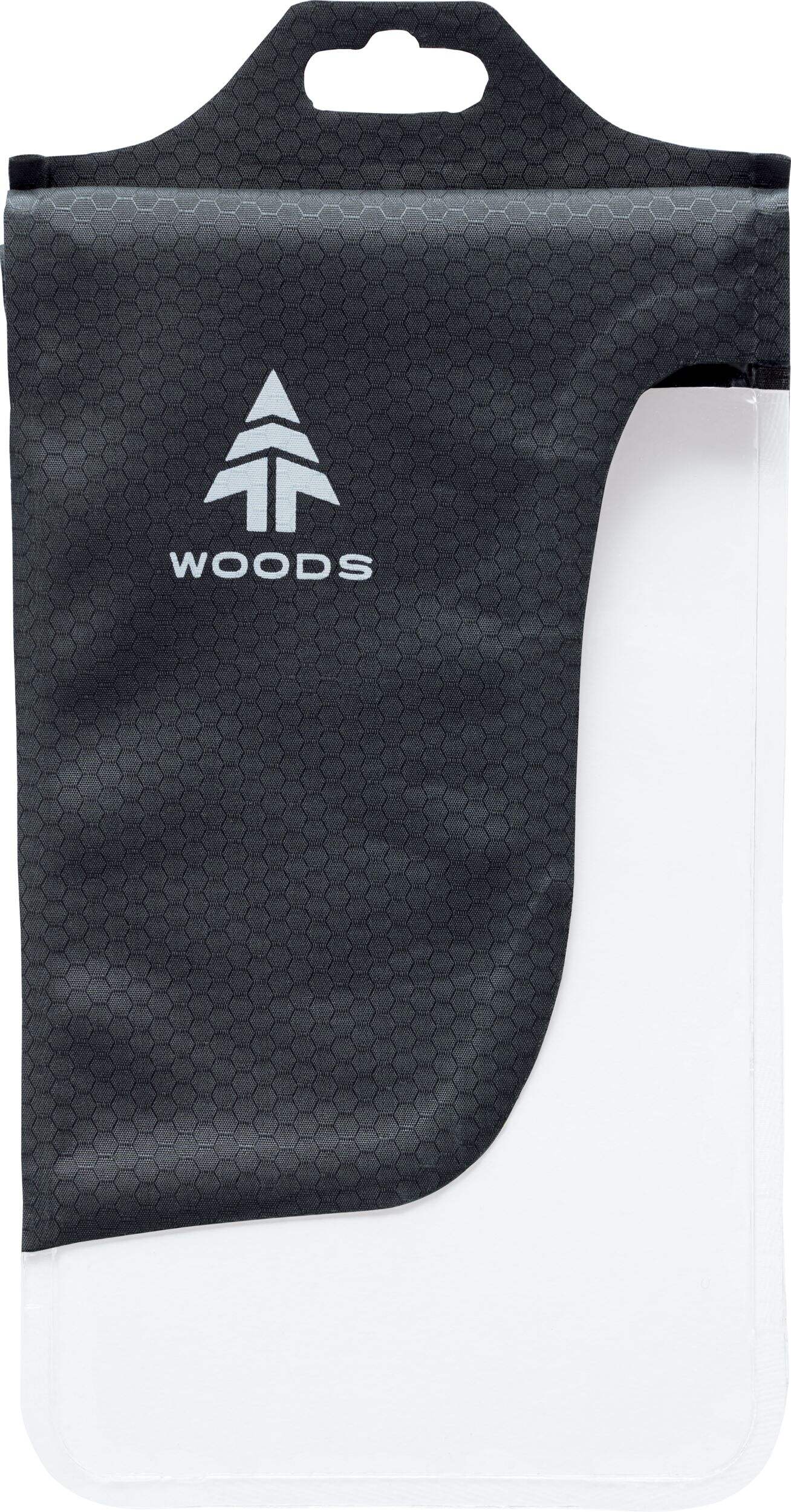 Woods Large Waterproof Cell Phone Dry Bag Pouch w/ Zip Seal & Velcro Roll Top Closure, Grey Front_Flat