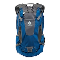 Woods Hydration Backpack w/ 2-L Water Bladder For Camping, Hiking & Outdoor Sports, Blue Front_Flat