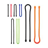 Attaches torsadées réutilisables en caoutchouc Gear Tie, polyvalentes pour la maison et le camping, paq. couleurs variées, paq. 8 Front_Flat