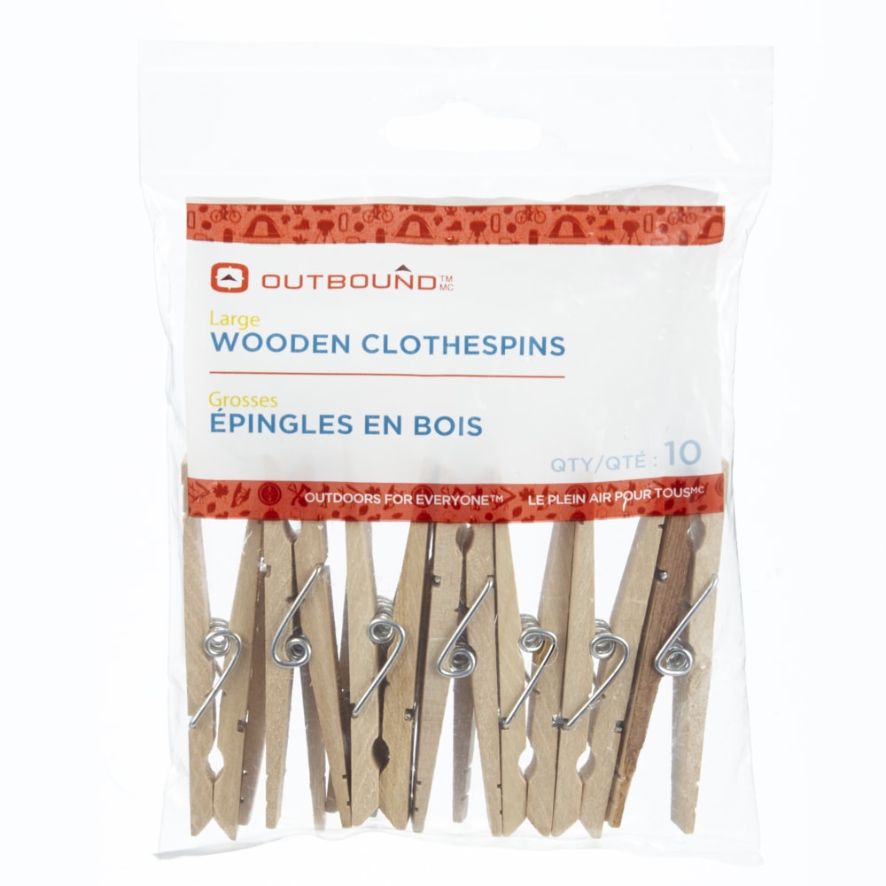 Outbound Large Wooden Spring Clothes Pins/Pegs For Camping, Home
