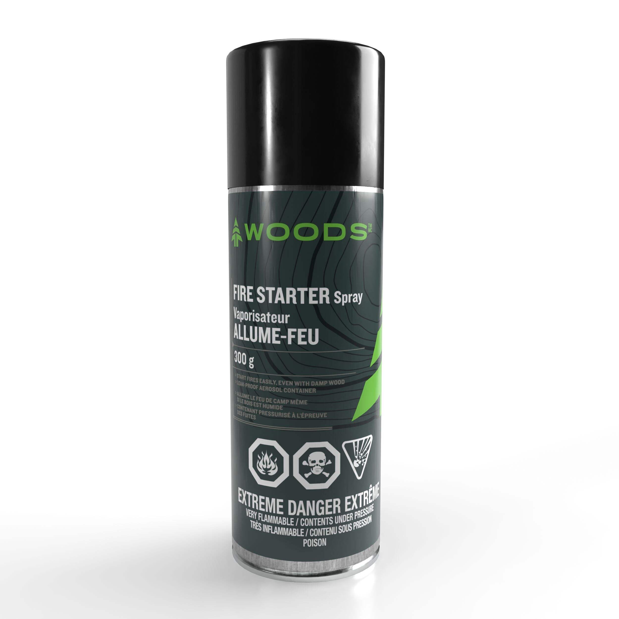Woods Fire Starter Fluid Spray For Camping Fires, Firepits & Charcoal/Wood BBQs, 300-g Front_Flat