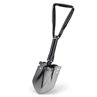 Outbound Multi-Purpose Folding Metal Survival Camping Shovel/Trowel w/ Steel Blade & Storage Case Front_Three_Fourths_Angled_Left